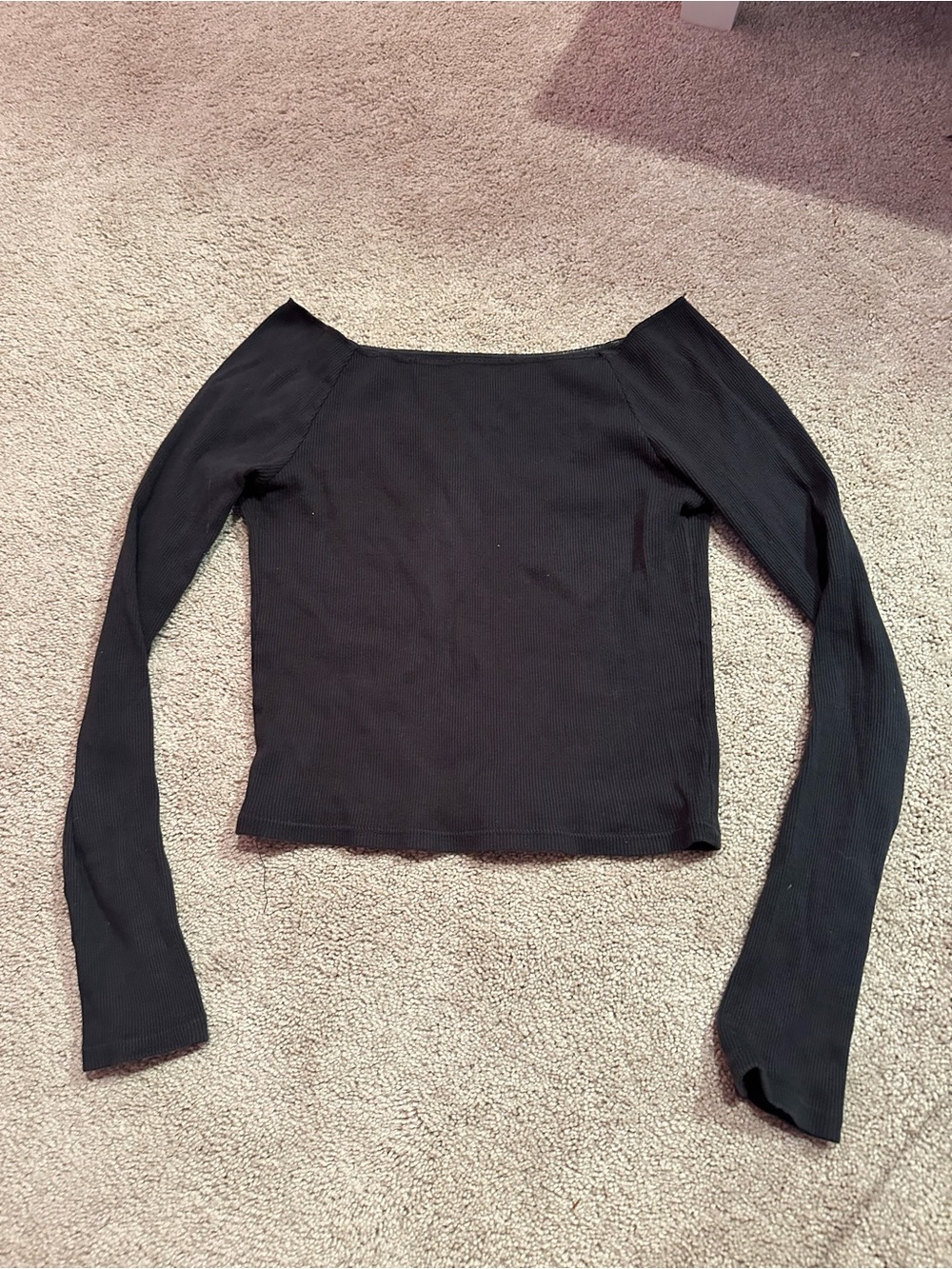 Brandy Melville Black Off-Shoulder Long Sleeve Top